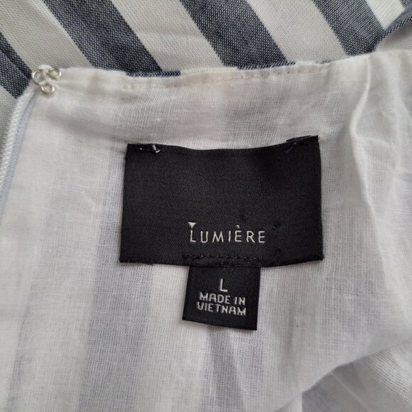 Lumiere Women Sundress Backless Stripes Gray/White Size L - Picture 7 of 9